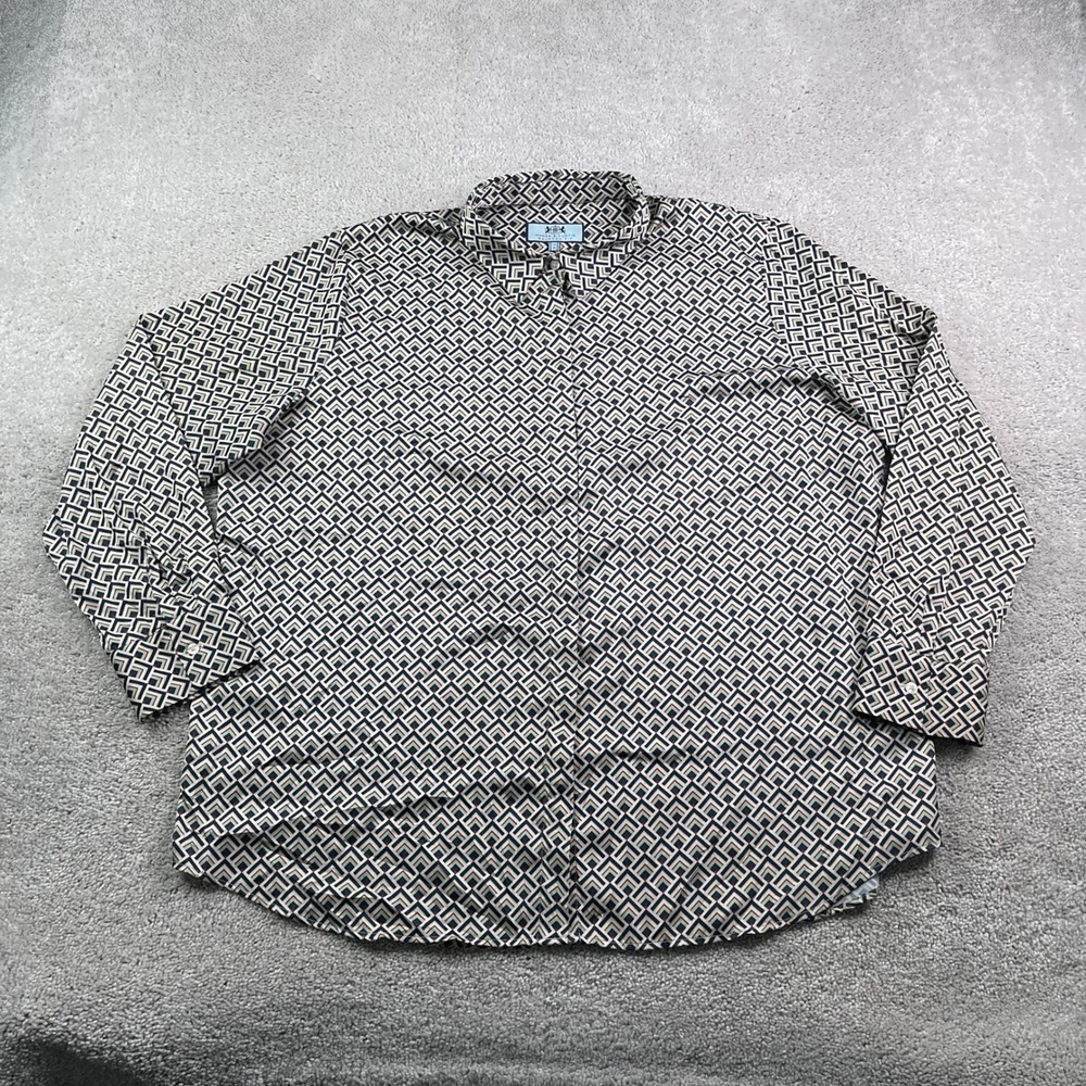 Hawes and Curtis Shirt Womens US 16 UK 20 Blue Grey Geometric Relaxed Fit Blouse